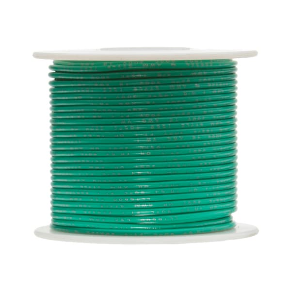 UL1015 Commercial Copper Wire, Bright, Green, 18 AWG, 0.0403" Diameter, 100' Length
